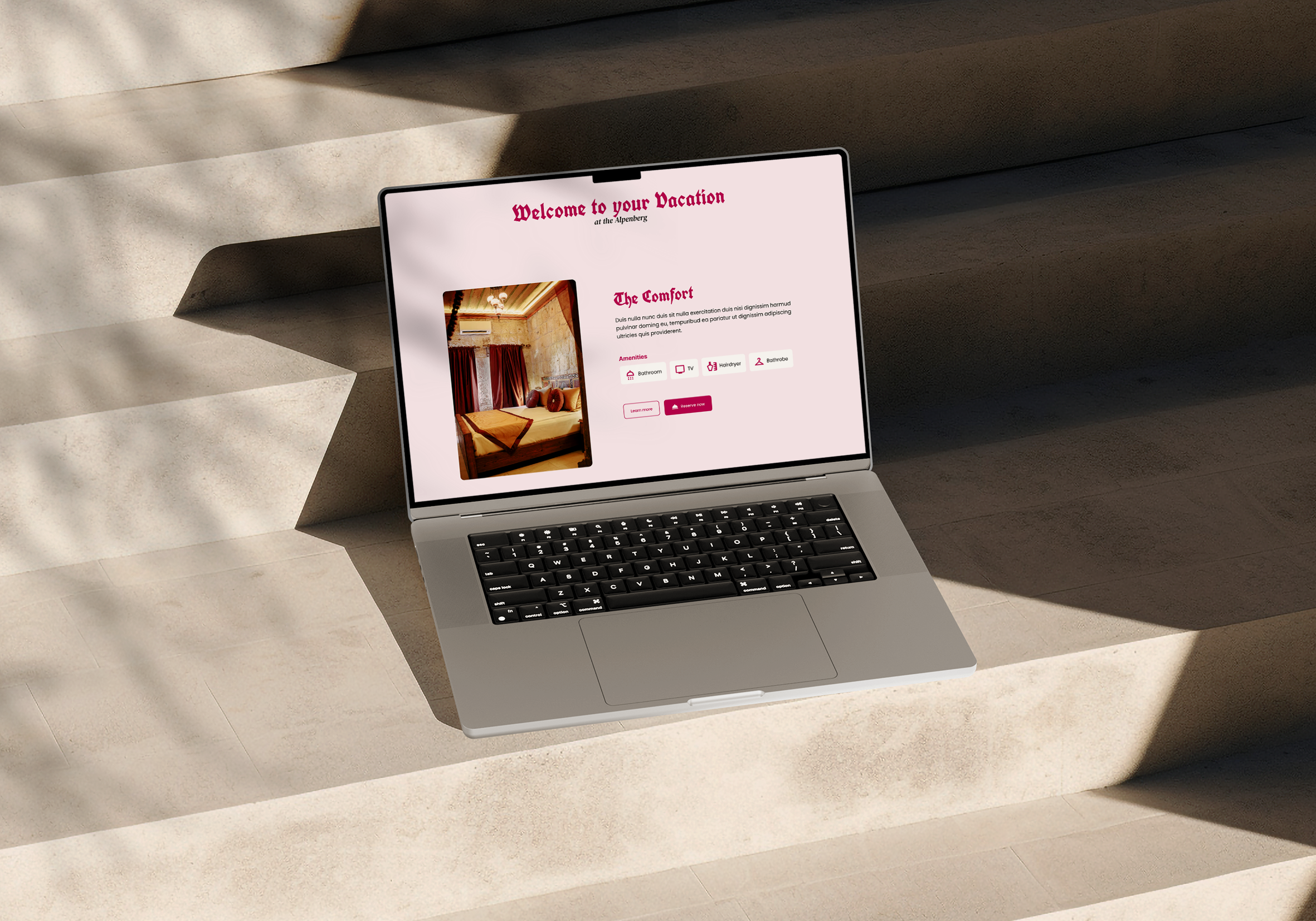 A Notebook which displays the website of Hotel Alpenberg
