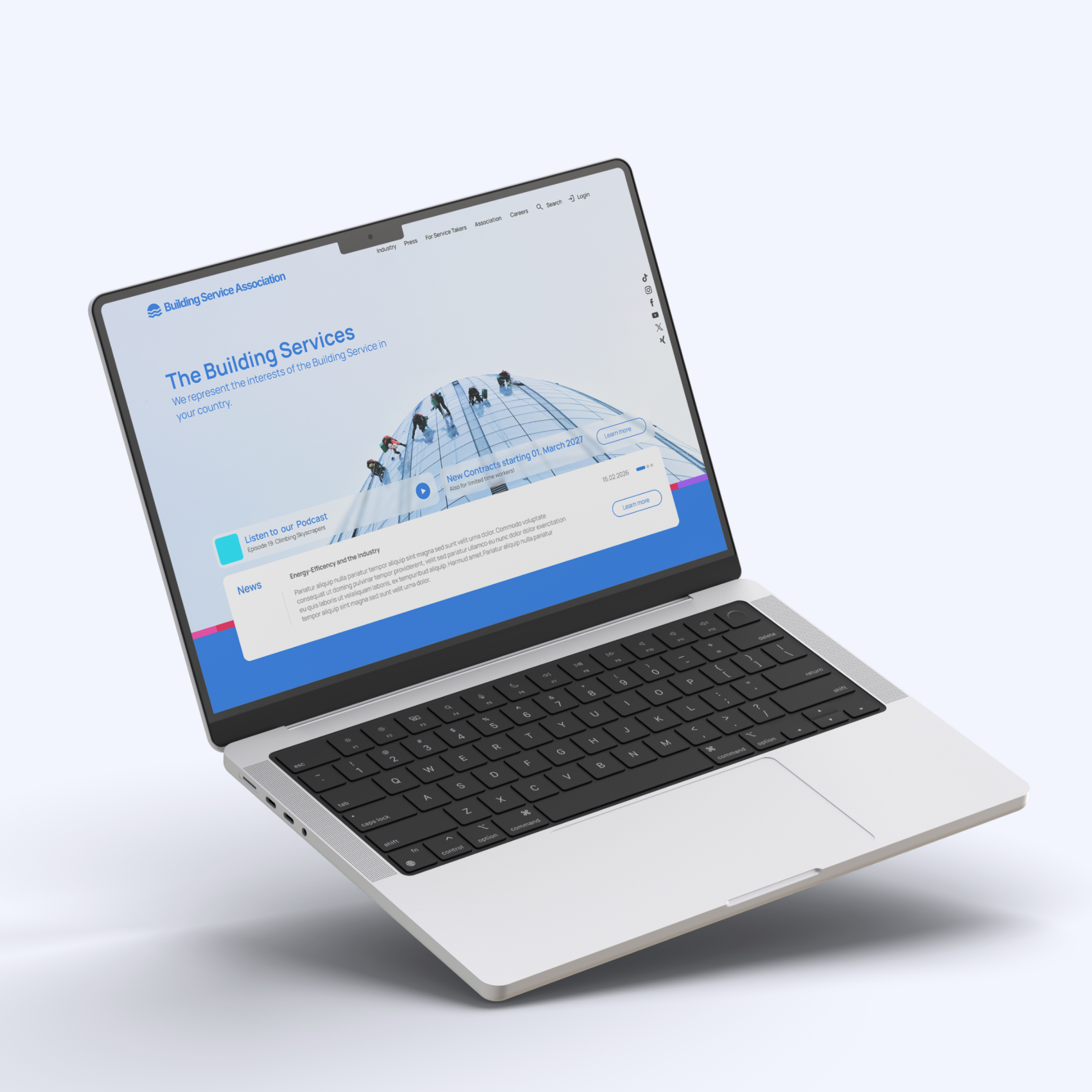 A Notebook which shows the Heroscreen of the website